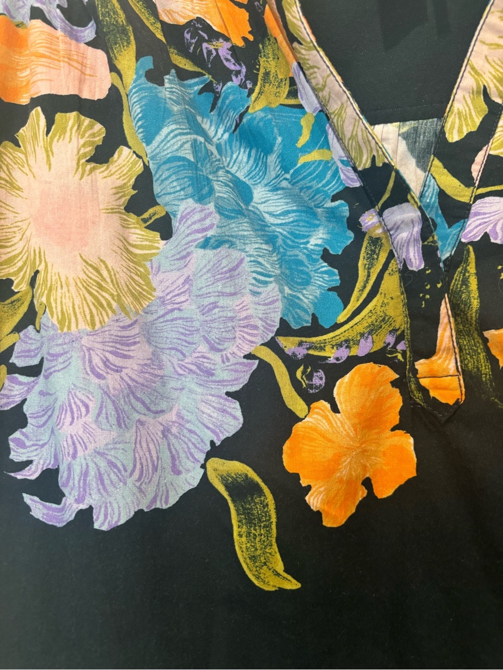 Anthropologie Black Floral Yoke Peasant Blouse - Picture 3 of 8